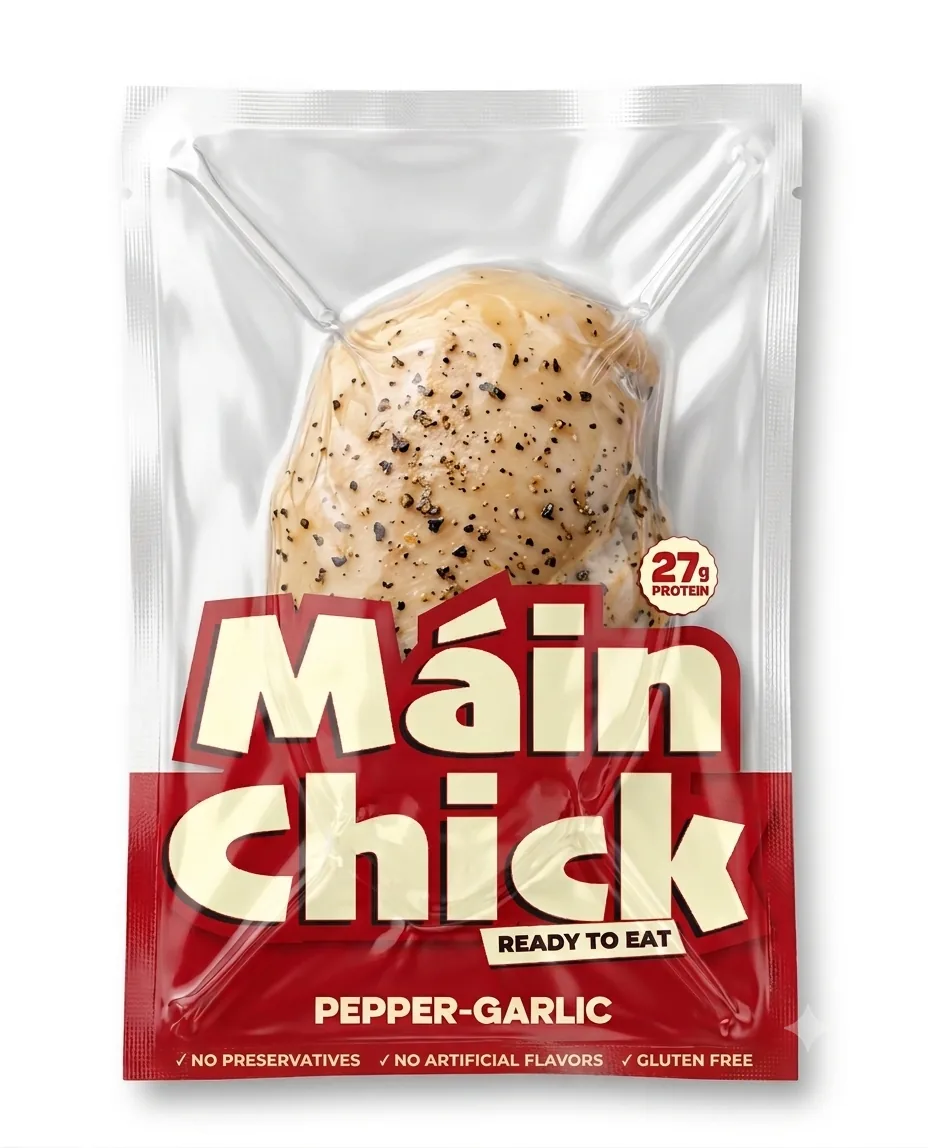 MAINCHICK Pepper-Garlic ready-to-eat chicken pack, flat lay